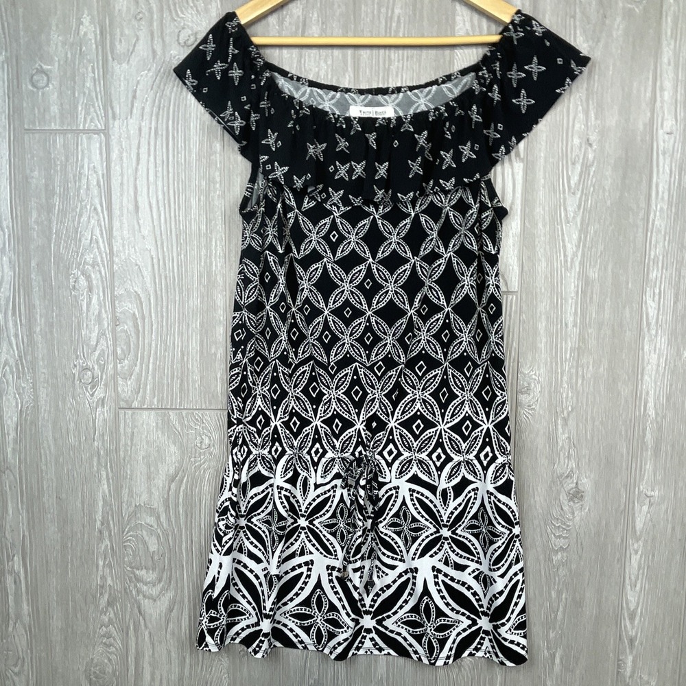 White House Black‎ Market Womens Large Dress Rhumba Off Shoulder Drop Waist Fun